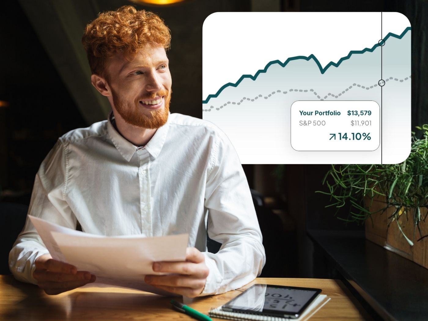 A man is happy with their portfolio that was prepared by Honestly.